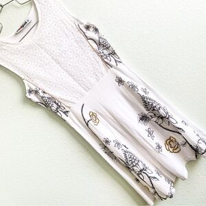 DESIGUAL floral lace embroidered front dress white XS sleeveless